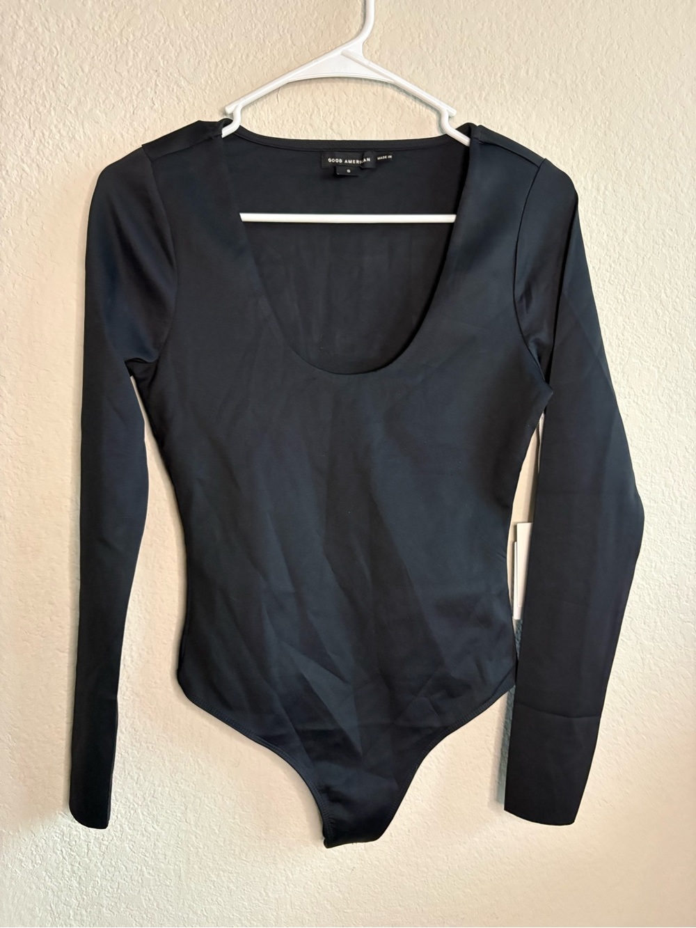 Good American Black Long Sleeve Scoop Swim Bodysuit